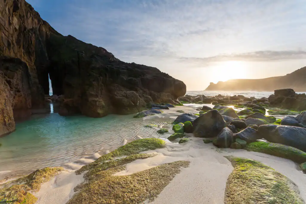 Nanjizal Beach Sunset Cornwall England UK